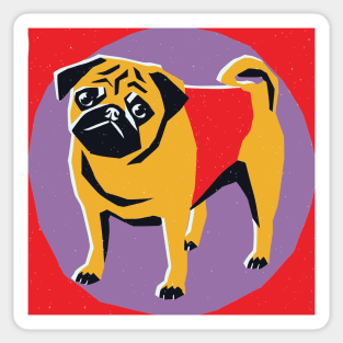 Retro Pug Art - Colorful Risograph Dog Design Sticker
